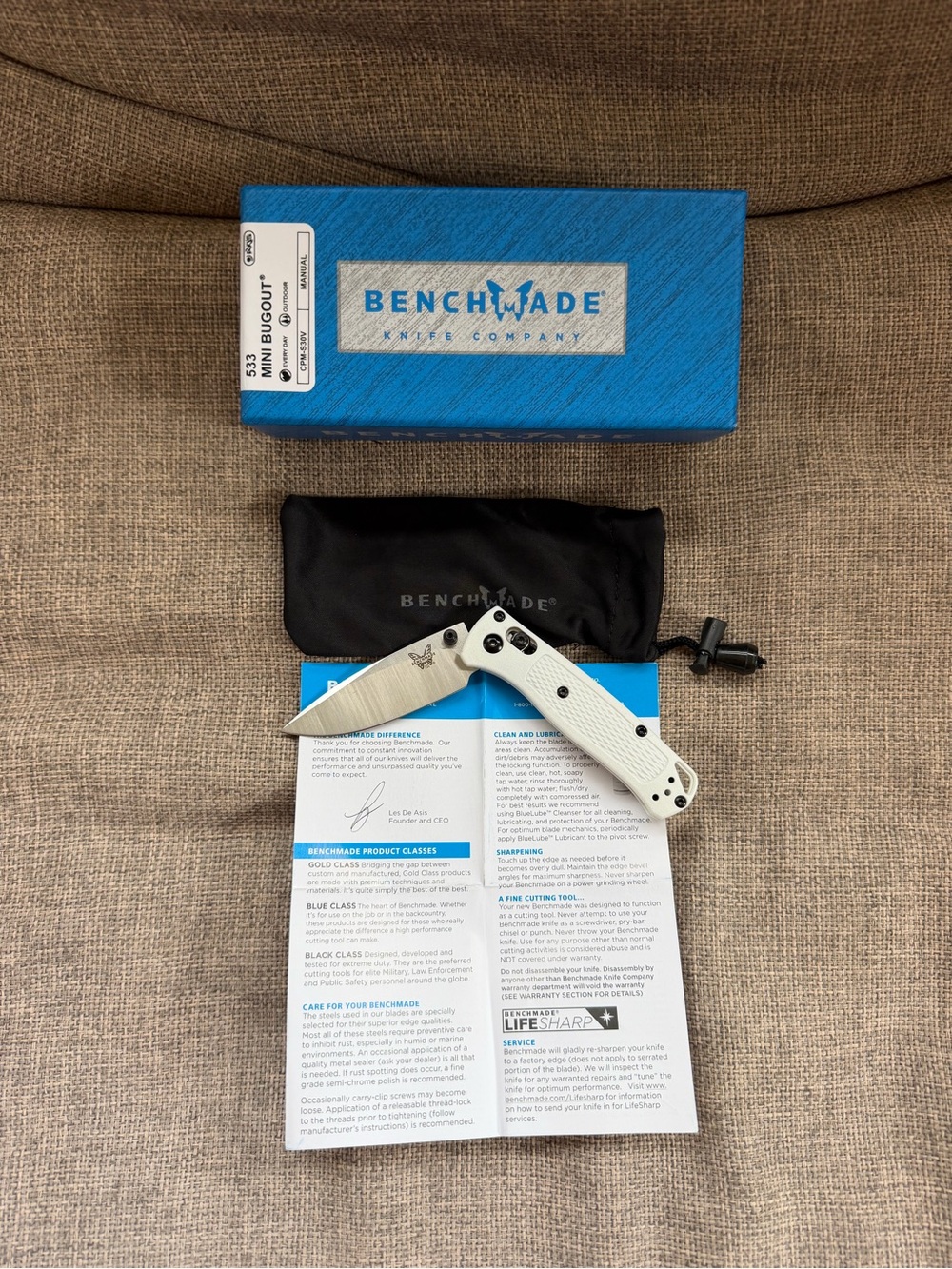 Benchmade Mini Bugout Folding Knife - White Handle